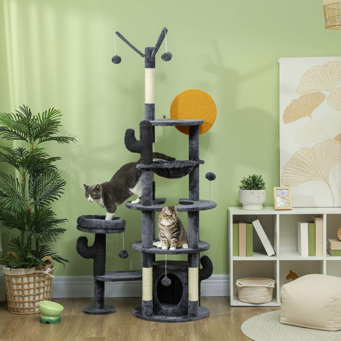 Pawhut 71\" Tall Cat Tree, Multi-level Cat Tower For Indoor Cats With Scratching Posts, Sisal Pad, Ca