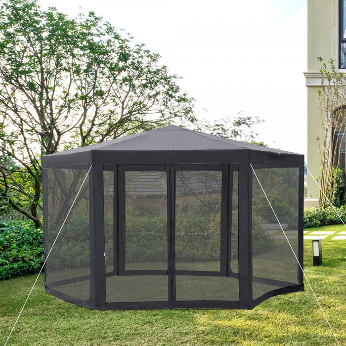 Outsunny Φ13' Hexagon Party Tent Patio Gazebo Outdoor Activity Event Canopy Quick Sun Shelter Pavili