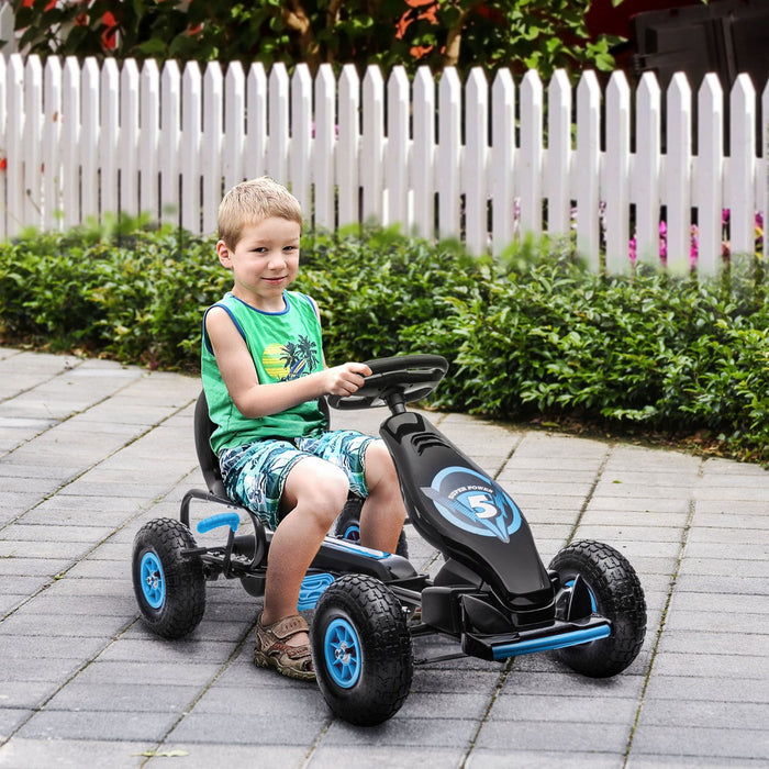 Aosom Kids Pedal Go Kart, Ride On Toys For Boys Girls With Ergonomic Adjustable Seat, Rubber Wheels 