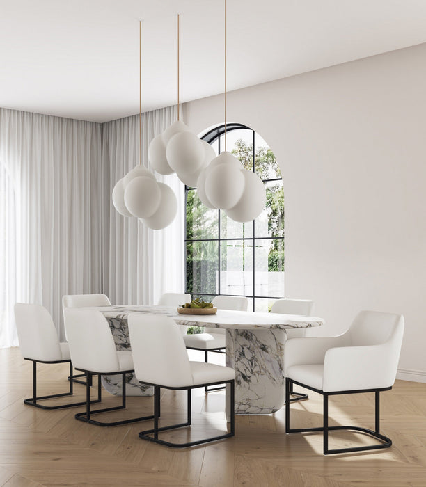 Serena Modern 8-Piece Dining Set in Ivory Dining Chair 