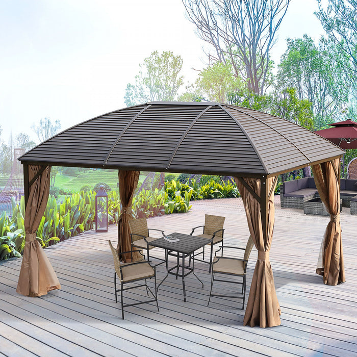 Outsunny 10' X 13' Hardtop Gazebo Canopy With Galvanized Steel Roof, Aluminum Permanent Pavilion Out