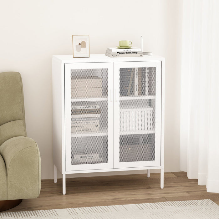 Amelia Modern 32\" Metal Accent Cabinet in White 