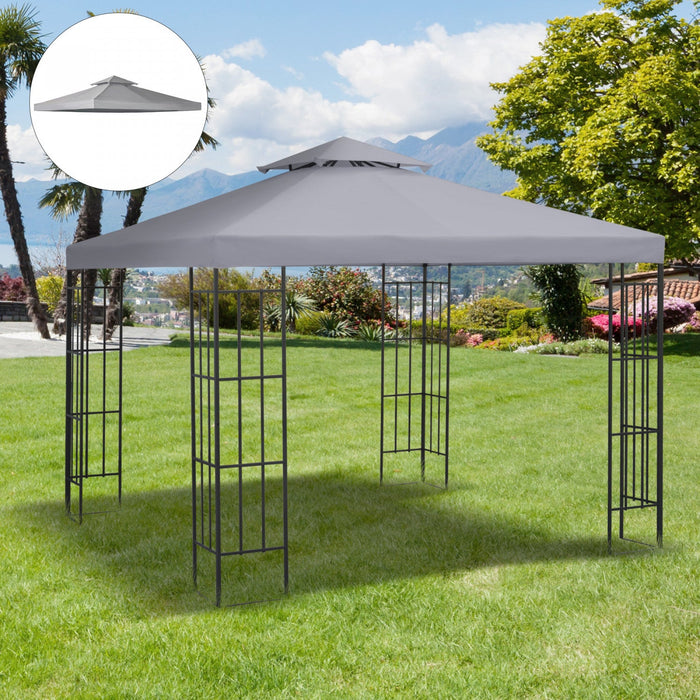 Outsunny 9.8' X 9.8' Square 2-tier Gazebo Canopy Replacement Top Cover Outdoor Garden Sun Shade, Lig