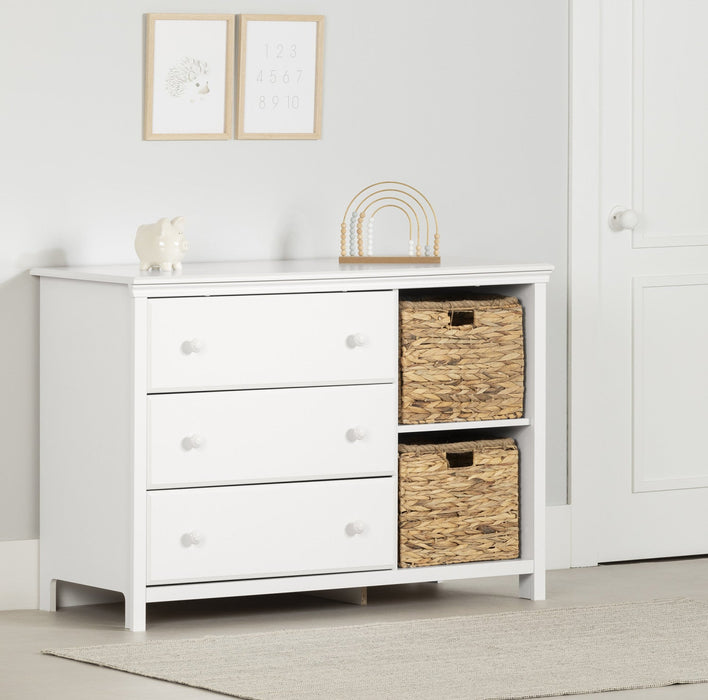 Cotton Candy 3-drawer Dresser With Storage Baskets - Pure White 