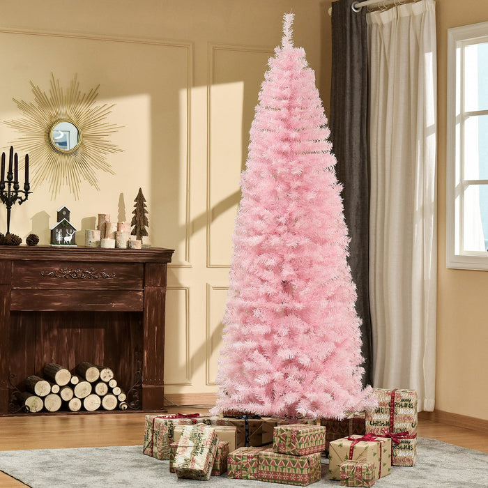 Homcom 7ft Pencil Artificial Christmas Tree With 818 Branch Tips