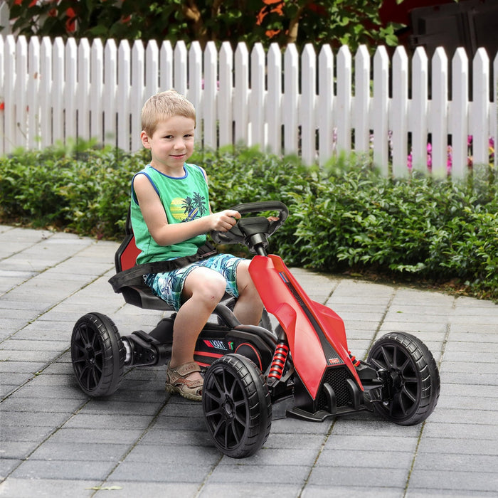 Aosom Electric Powered Ride-On Go Kart, 12v Outdoor Racer Car For Kids, With Forward Backward, Adjus