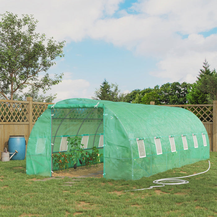 Outsunny 26.2' X10' X 6.7' Large Walk In Tunnel Greenhouse Garden Plant Seed Green House Premium Ste