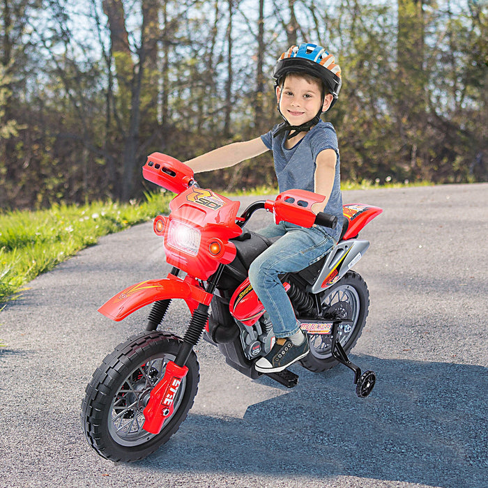 Aosom 6v Electric Kids Powered Ride-On Motorcycle Powered Dirt Bike Battery Scooter With Training Wh