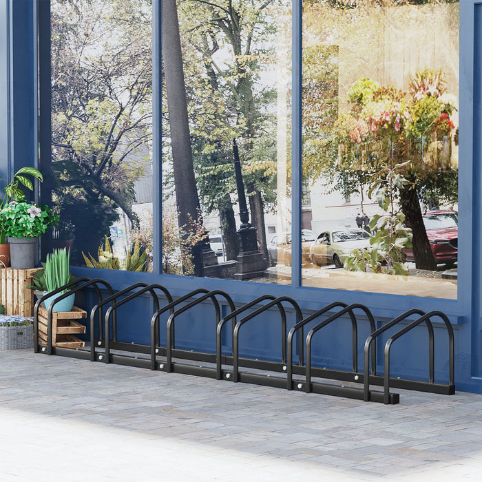 Soozier 6-bike Bicycle Floor Parking Rack Cycling Storage Stand Black