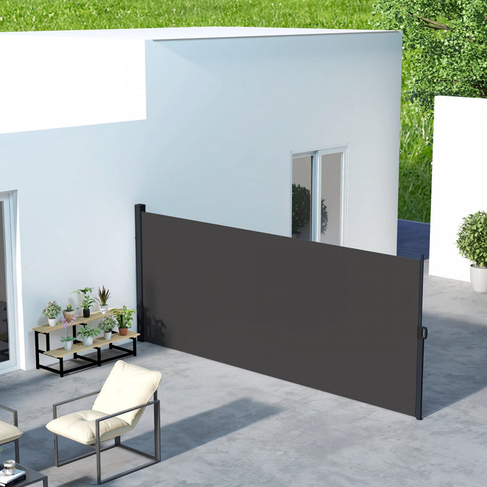 Outsunny 13' X 6' Retractable Side Awning, Garden Privacy Screen, Black
