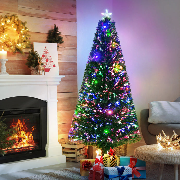 Homcom 6ft Prelit Fiber Optic Artificial Christmas Tree With 230 Tips And 24 Led Lights