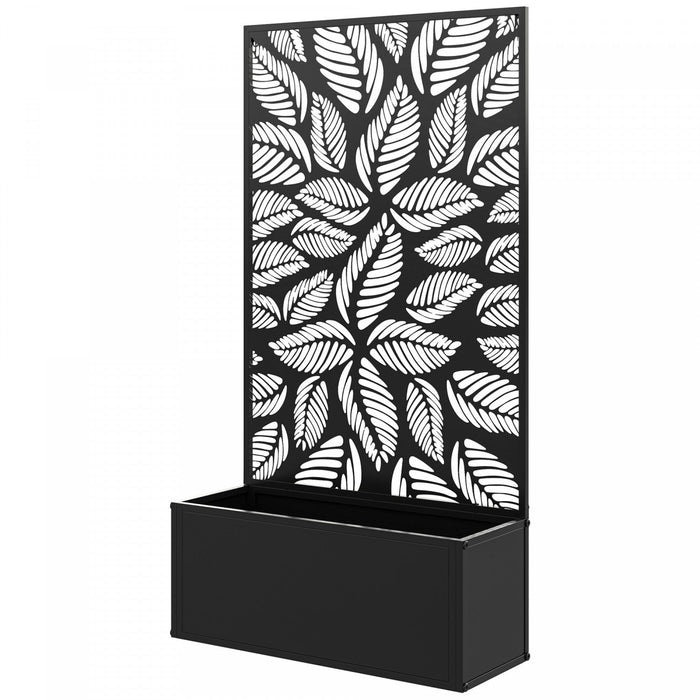 Outsunny Raised Garden Bed with Privacy Panel, Metal Planter Box