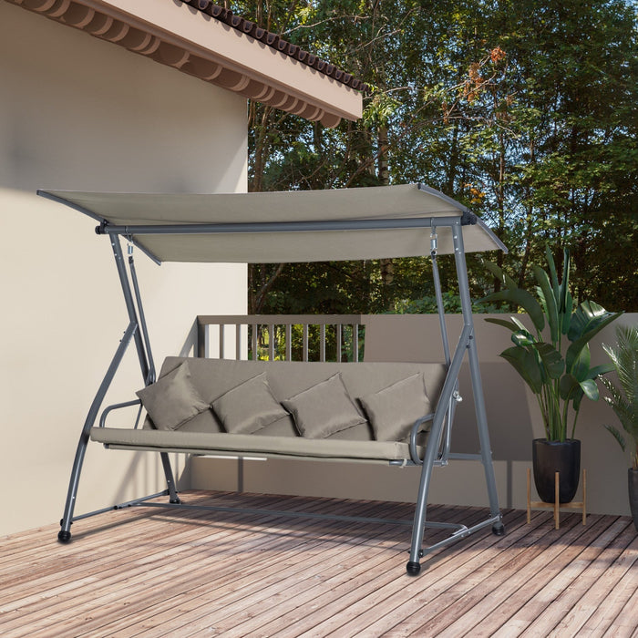 Outsunny 3-seat Outdoor Patio Swing Chair, Converting Flat Bed, Canopy Swing Glider With Adjustable 