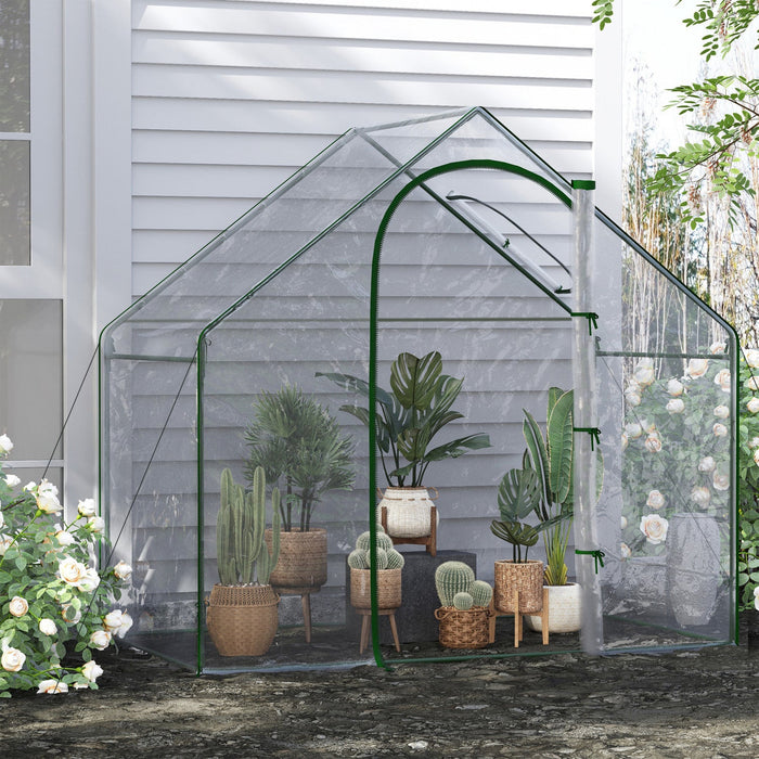 Outsunny 6'x3.3'x5.5' Walk-in Garden Greenhouse With Door And Top Window, Portable Mini Greenhouse F