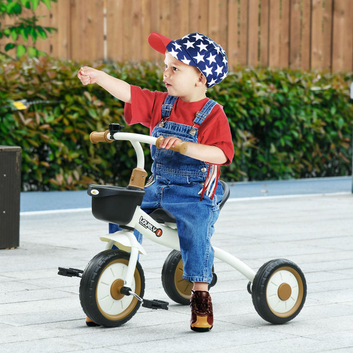 Qaba Tricycle For Toddler 2-5 Year Old Girls And Boys, Toddler Bike With Adjustable Seat, Basket, Be