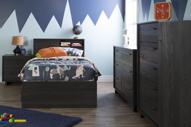 Fynn Storage Bed And Bookcase Headboard Set Gray Oak - South Shore Twin Bed