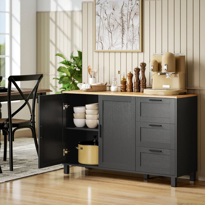 HOMCOM 47" Buffet Cabinet with Soft-Close Doors, Modern Sideboard, Black