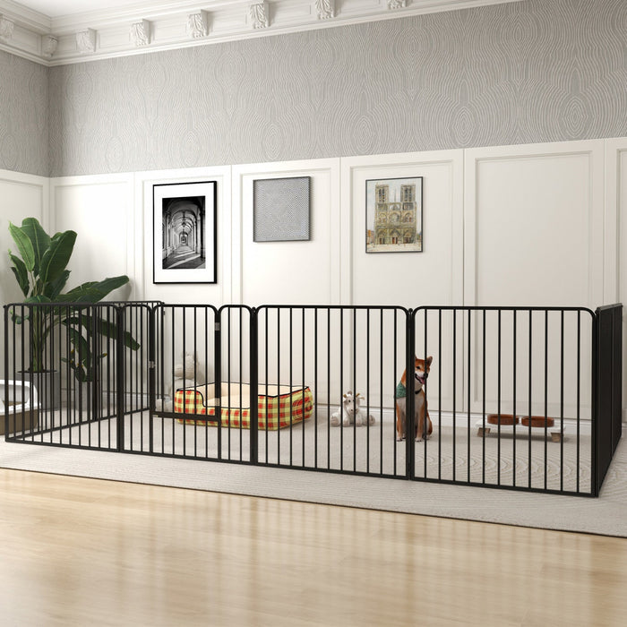 Pawhut Heavy Duty Dog Playpen, Steel Dog Pen With Door, Pet Exercise Fence, Outdoor Indoor Diy Desig