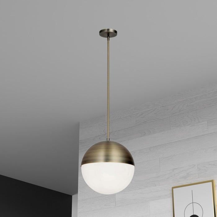 Dainolite Dayana 3 Light Pendant Antique Brass Finish White Glass Lamp