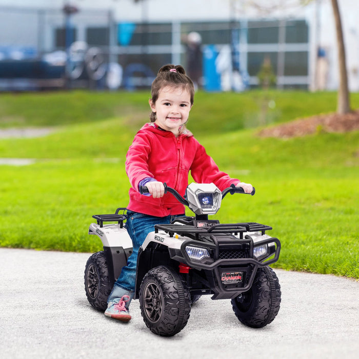 Aosom 12v Kids Atv Quad, 4 Wheeler Battery Powered Ride-On Electric Vehicle With Music Mp3, Headligh