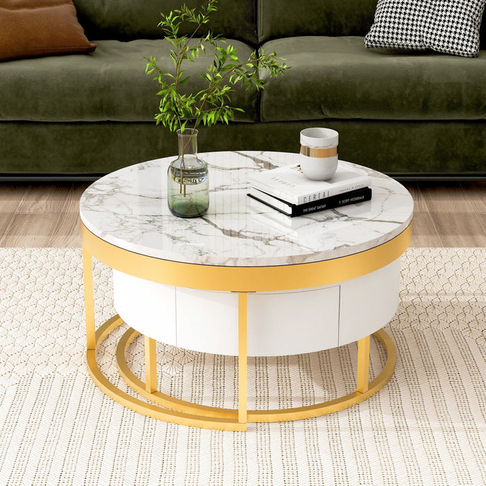 Herman 31.5\" Modern Nesting Coffee Table With Storage Drawers - White 