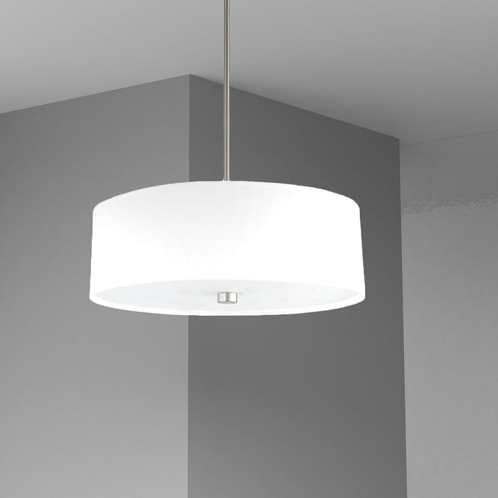 Dainolite Everly 4 Light Pendant Satin Chrome Finish White Shade Lamp