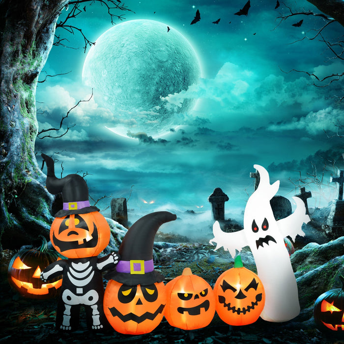 Homcom 7.5ft Inflatable Halloween Pumpkin Ghost Family, LED Yard Display