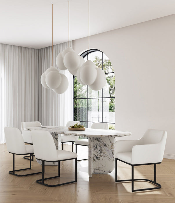 Serena Modern 6-Piece Dining Set in Ivory Dining Chair 