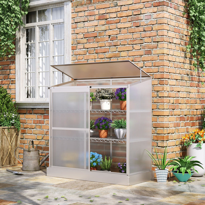 Outsunny 2 Tier Aluminum Cold Frame Greenhouse With Openable Top