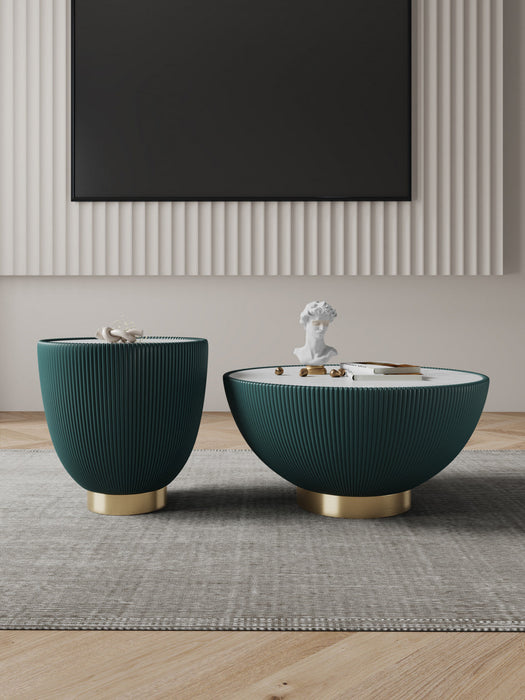 Anderson Modern 2-Piece Coffee Table & End Table Set in Green 