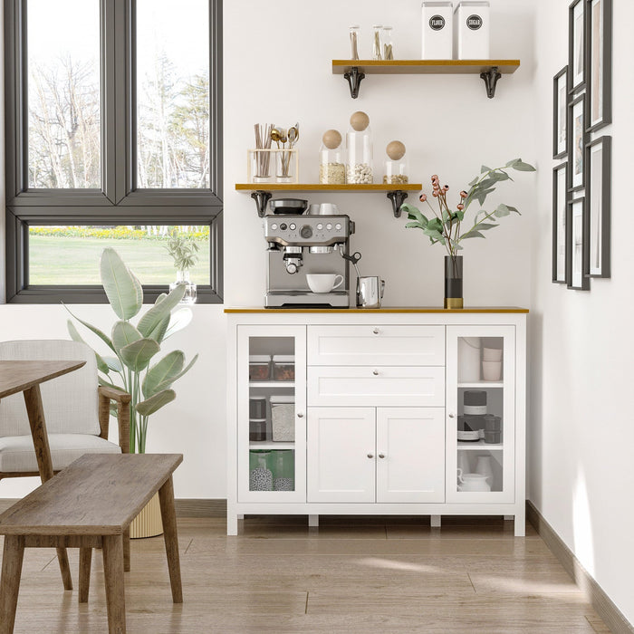 HOMCOM Sideboard Buffet Cabinet with 2 Drawers 3 Storage Cabinets, White