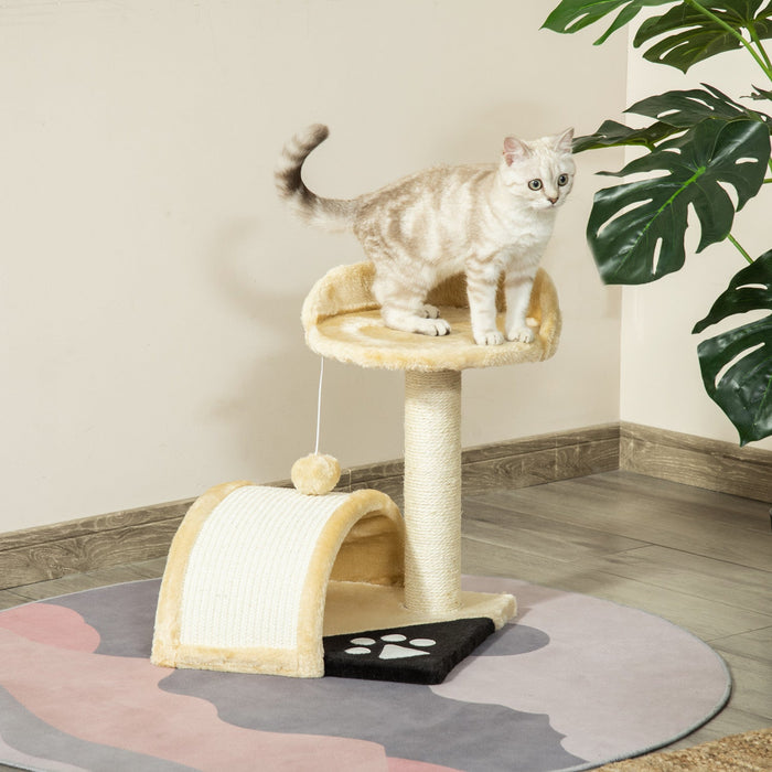 Pawhut 18\" Cat Scratching Tree Kitty House Kitten Activity Centre Pet Bed Post Furniture With Hangin