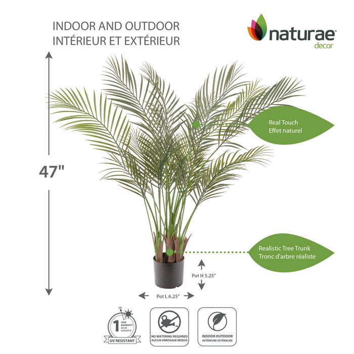Artificial 47\" Areca Palm Indoor & Outdoor In Black Pot 