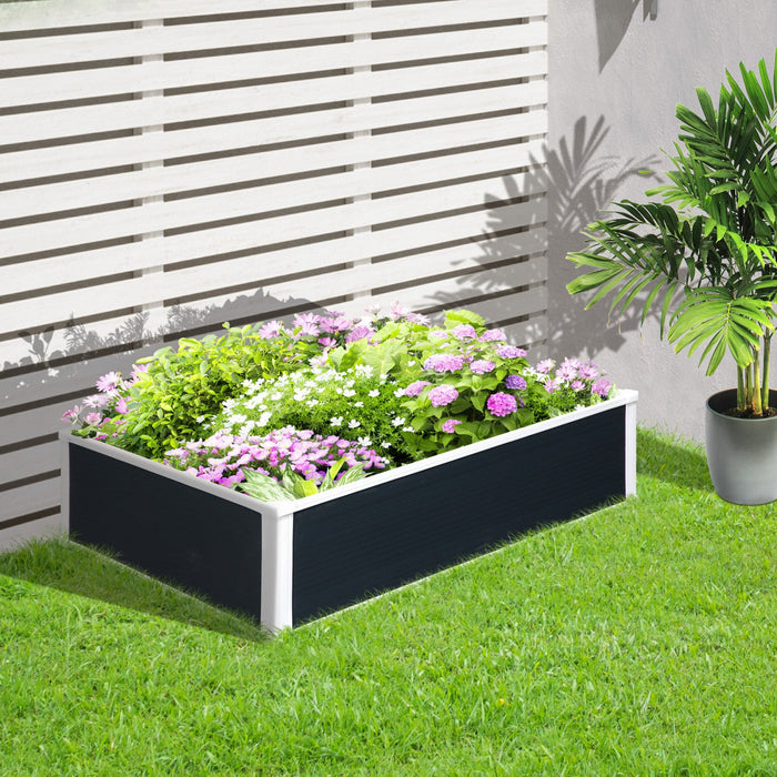 Outsunny 47\" X 35\" X 12\" Raised Garden Bed, Plastic Planter Box, Above Ground Garden Box For Flowers