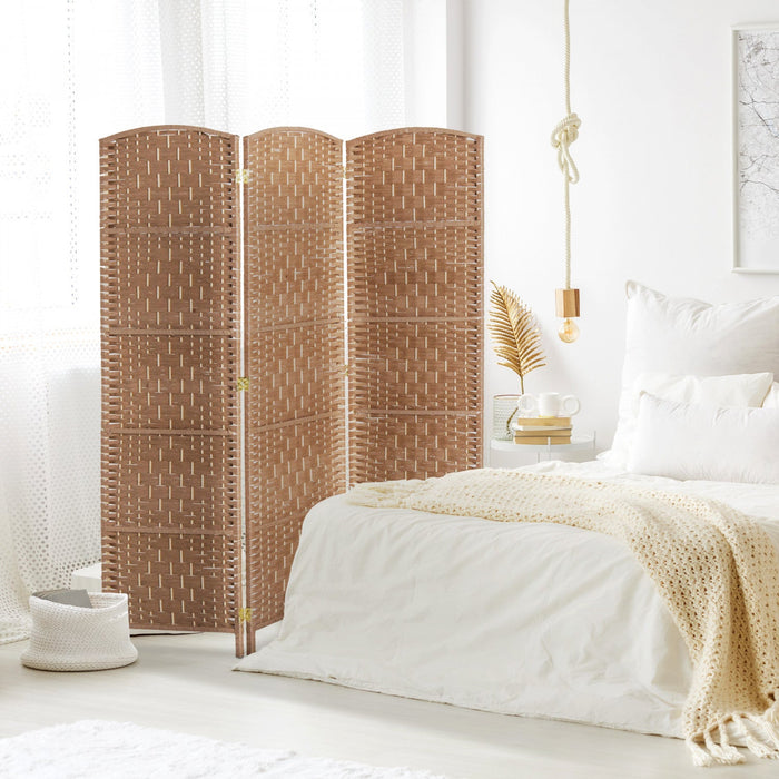 Homcom Double Hinged Woven Wicker Room Divider And Privacy Screens