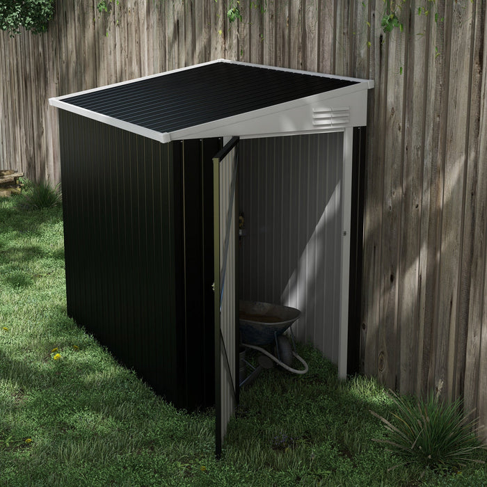 Outsunny 4' X 6' Steel Garden Storage Shed Lean To Shed Outdoor Metal Tool House With Lockable Door 