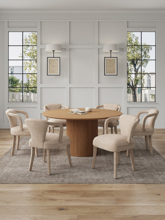 Hathaway and Palmer Modern Industry Chic 7-Piece Dining Set in Ivory and Natural Dining Room Set 
