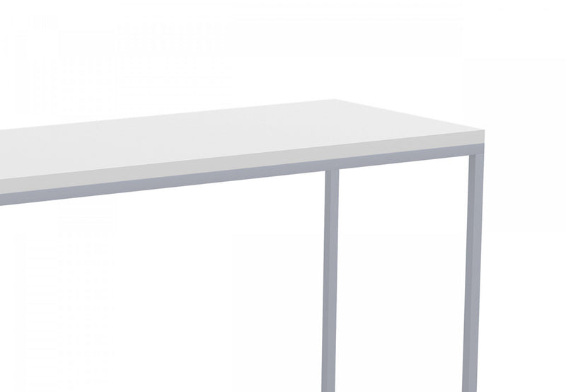 31” Modern Console Table - White With Silver Metal 