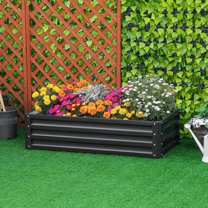 Outsunny 4' X 2' X 1' Raised Garden Bed, Galvanized Steel Planter Box For Vegetables, Flowers, Herbs