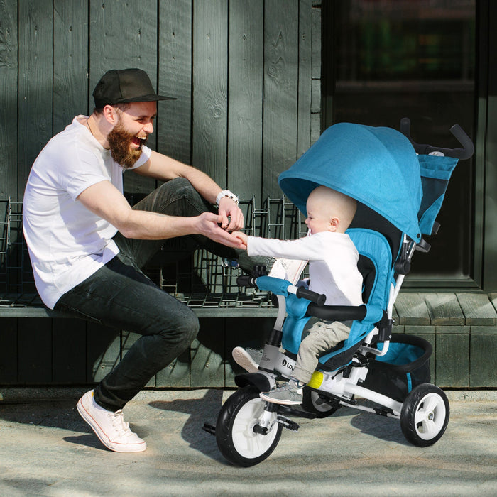 Qaba 6 In 1 Toddler Tricycle, Kids Trike With Foldable Canopy, Removable Parent-push Handle And Cove