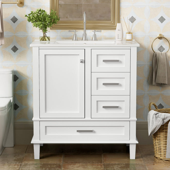 Katherine 30\" Solid Wood Bathroom Vanity With Sink Combo - White 