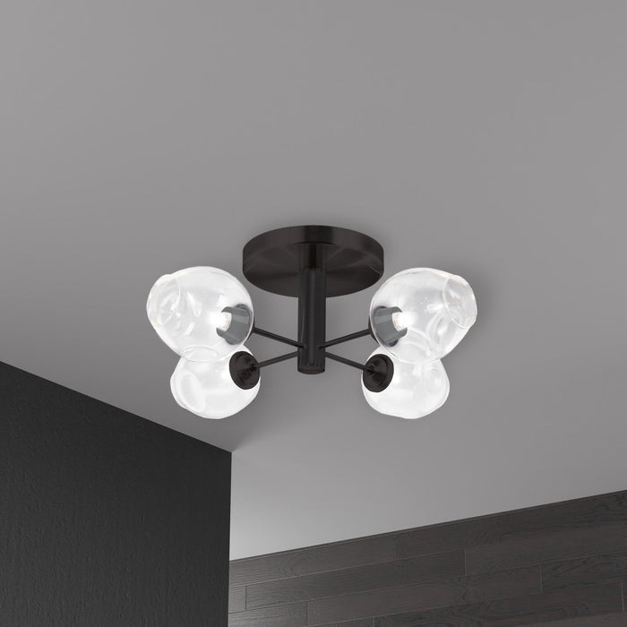 Dainolite Abii 4 Light Semi-flush Mount Matte Black Finish Clear Glass Lamp