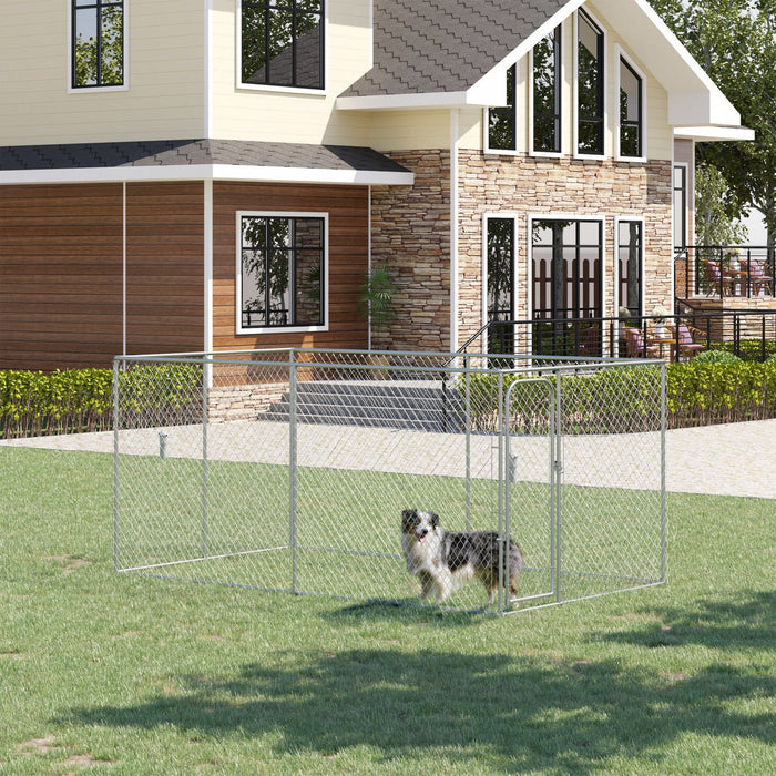 Pawhut 99 Sq. Ft. Dog Playpen Outdoor, Walk-in Dog Run Kennel Puppy Exercise Pen With Galvanized Ste