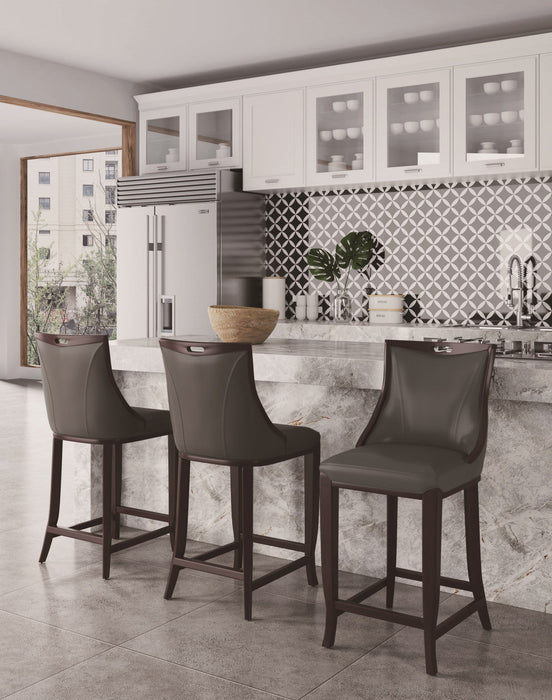 Emperor Traditional Wood Upholstered Barstool in Graphite - Set of 2 