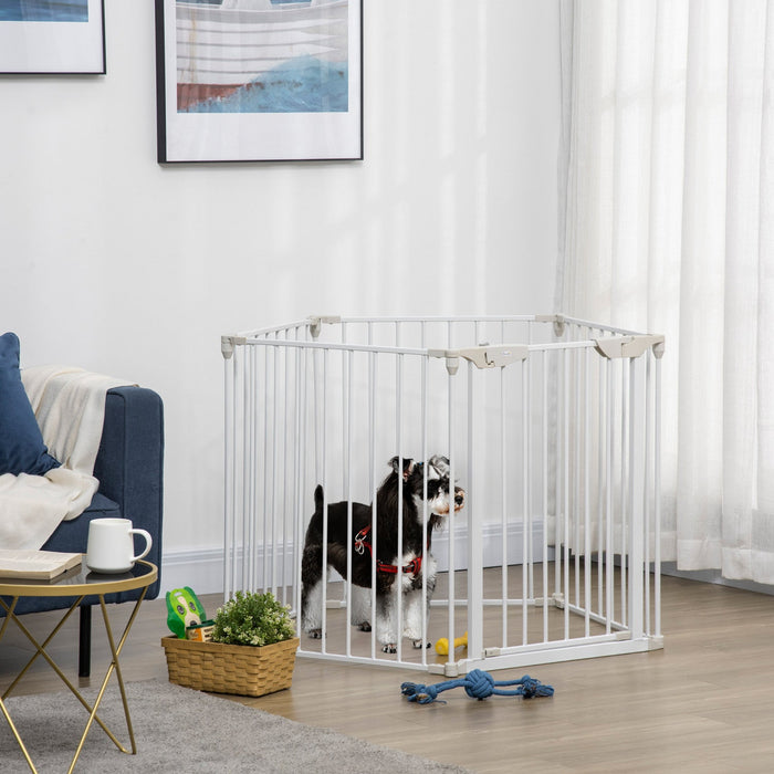 Pawhut Dog Playpen Indoor, Foldable Pet Fence Puppy Pen For Small Medium Dogs With Door, 5 Panels, 2