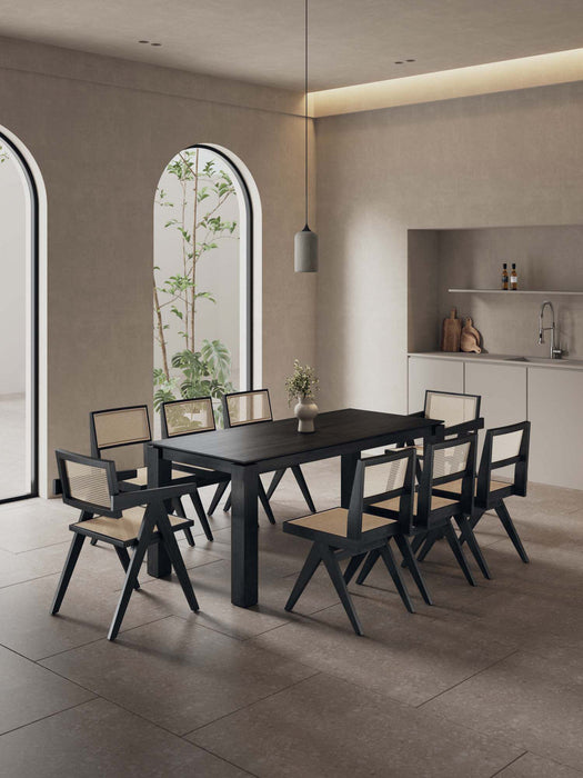 Hamlet and Rockaway Modern Industry Chic 9-Piece Dining Set in Black and Natural Dining Room Set 