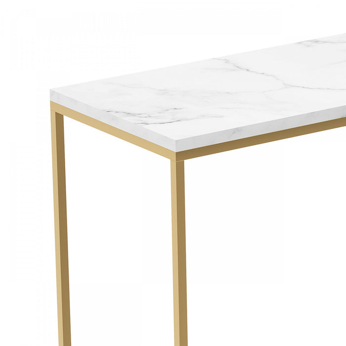 31” Modern Console Table - Marble With Gold Metal 