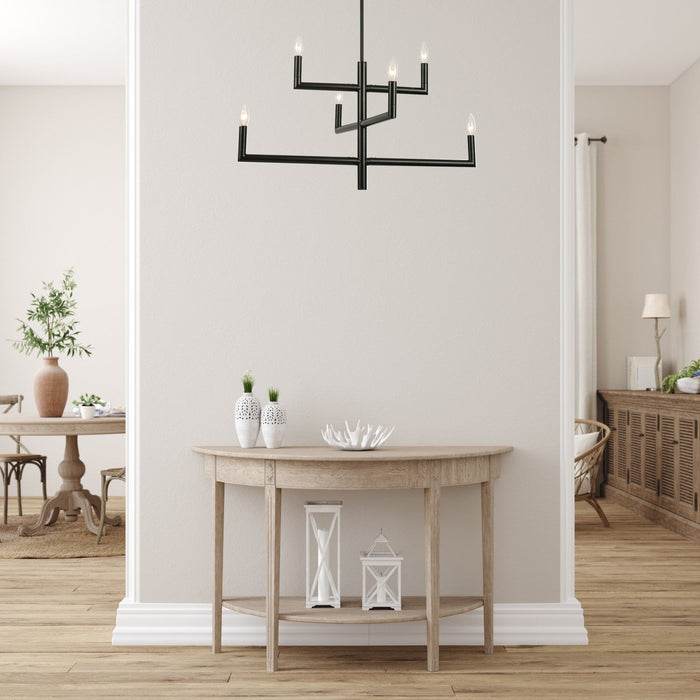Dainolite Nora 6 Light Chandelier Matte Black Finish Lamp