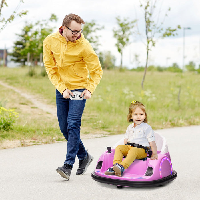 Qaba 12v Bumper Car For Toddlers, Electric Powered Ride-On Car With 360 Degree Spin, Remote Control,
