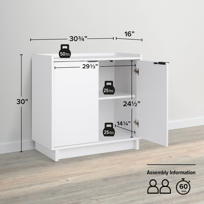 Prepac Simply Modern 2-Door Console Buffet - White